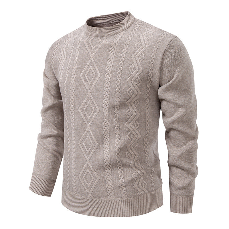 Casual Round Neck Pullover Warm Knitted Sweater For Men