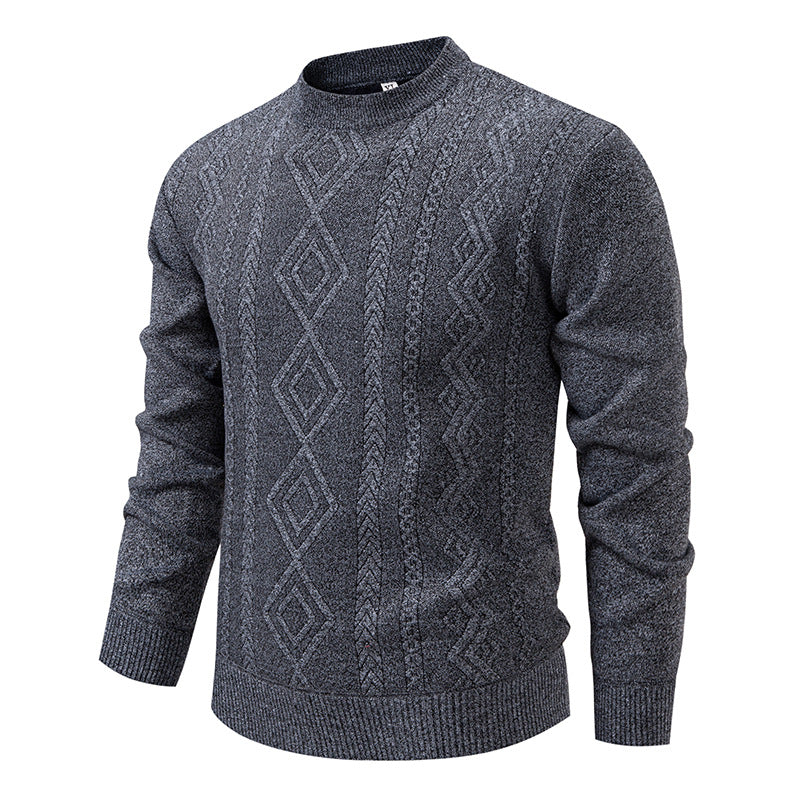 Casual Round Neck Pullover Warm Knitted Sweater For Men