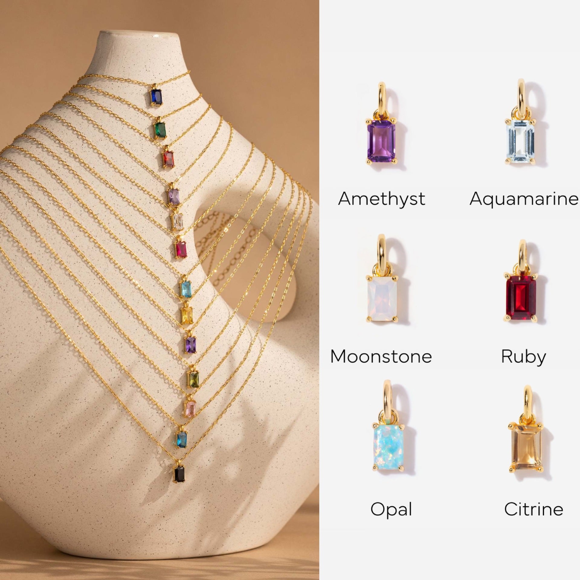 Titanium Steel Necklace Rectangle December Birthstone Pendant Collarbone Chain