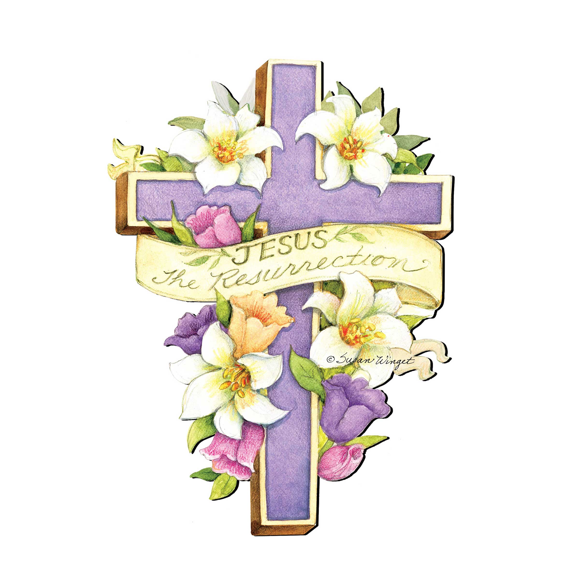 Easter Cross He is Risen Door Decor by Susan Winget - EasterSpring Decor - 8471303H-SW