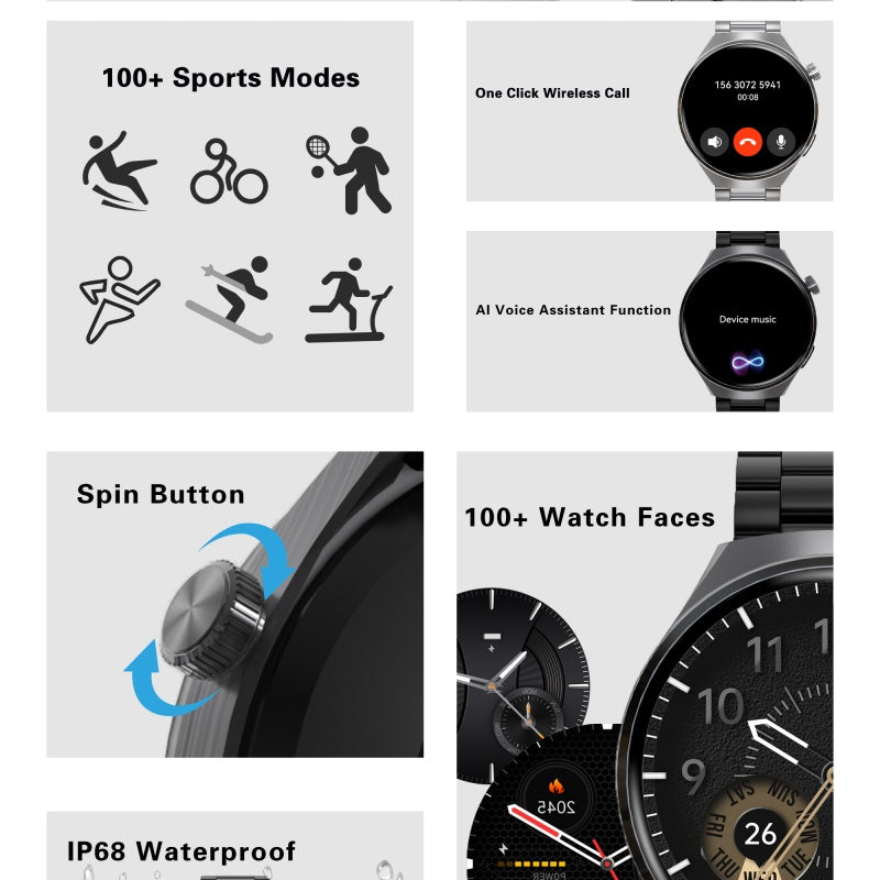 SENBONO V19 Business-Smartwatch für Herren mit Anrufannahme, Herzfrequenzmessung, wasserdichter Sport- und Fitnessfunktion 