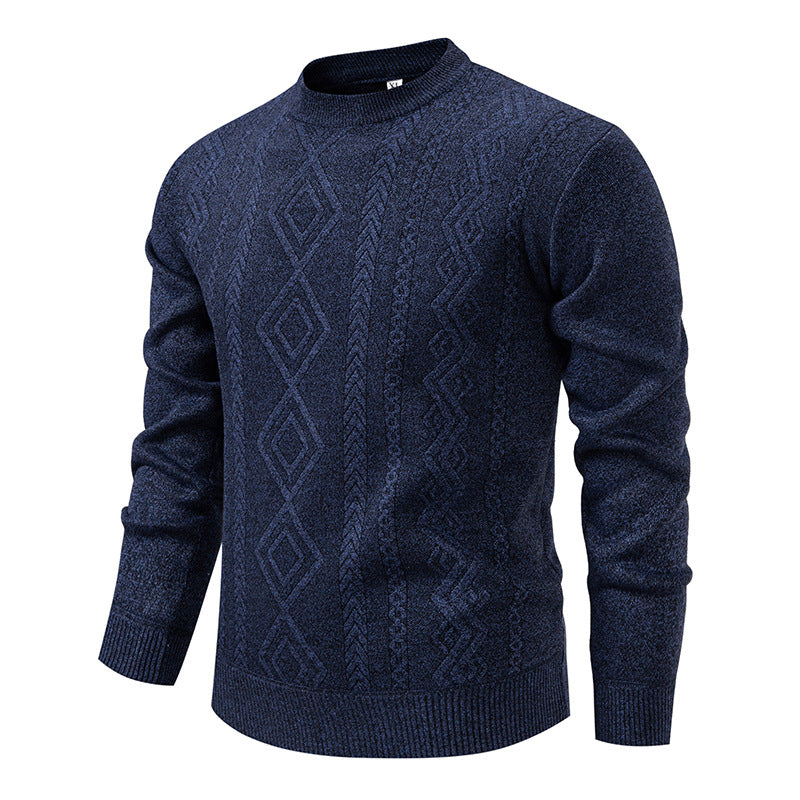 Casual Round Neck Pullover Warm Knitted Sweater For Men